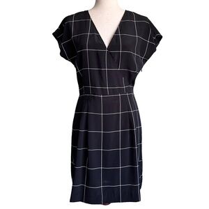Banana Republic | Women’s Black & White Windowpane Faux Wrap‎ Dress Size 2
